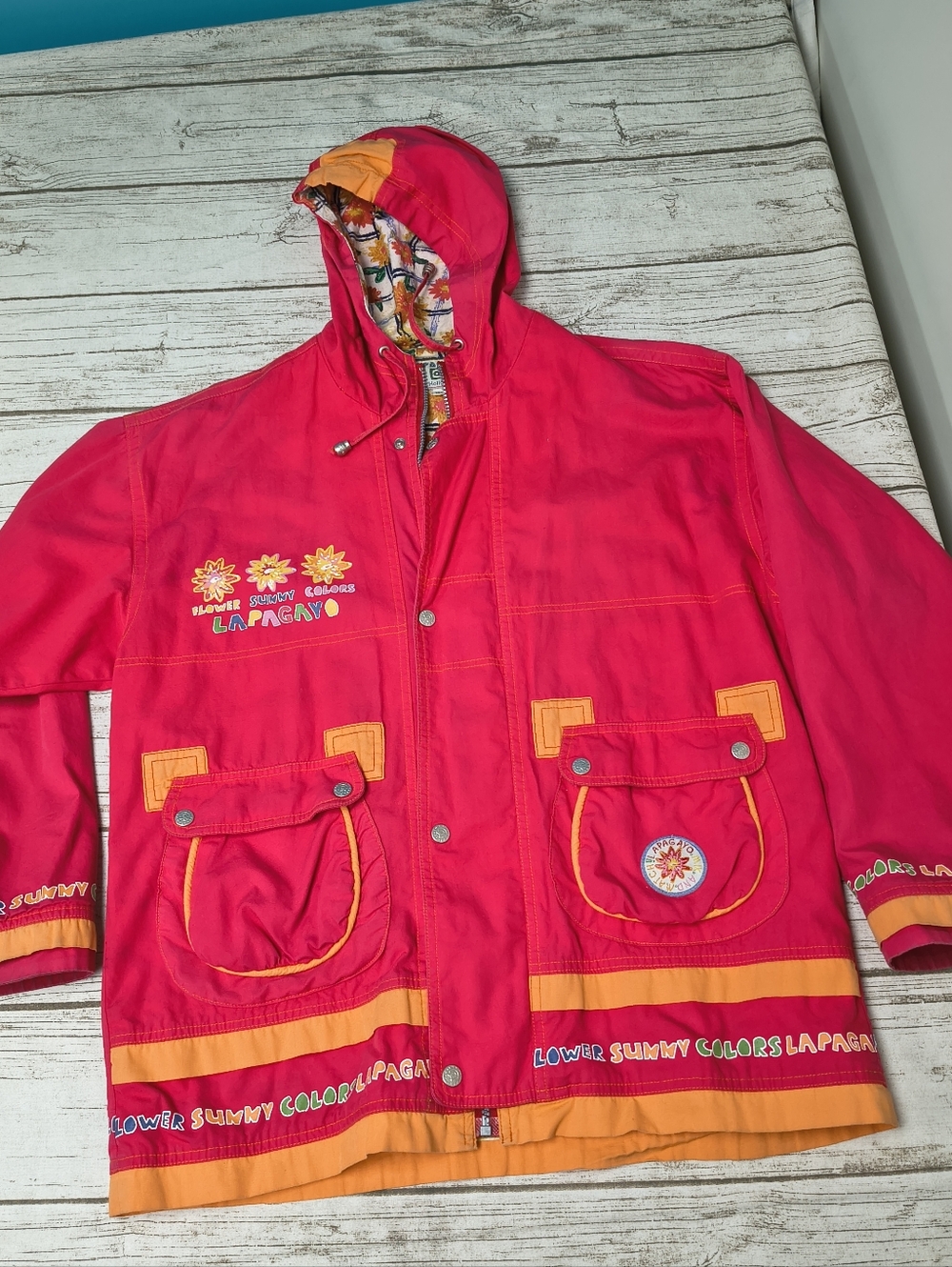 Vintage Lapagayo Red And Orange Lightweight Jacket Size 164